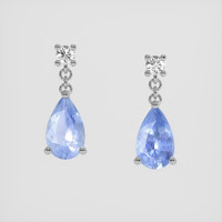 <span>1.65</span> <span class="tooltip-light">Ct.Tw.<span class="tooltiptext">Total Carat Weight</span></span> Blue Sapphire Earrings, 14K White Gold 1