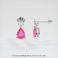 2.22 Ct.Tw. Pink Sapphire Earrings, 18K White Gold 2