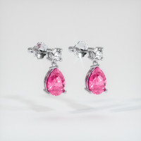 2.22 Ct.Tw. Pink Sapphire Earrings, 18K White Gold 3