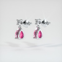 2.22 Ct.Tw. Pink Sapphire Earrings, 18K White Gold 4