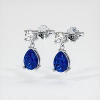 2.54 Ct.Tw. Blue Sapphire Earrings, 18K White Gold 3