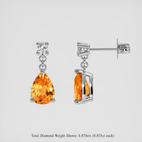 <span>1.95</span> <span class="tooltip-light">Ct.Tw.<span class="tooltiptext">Total Carat Weight</span></span> Orange Spessartite Garnet Earrings, 18K White Gold 2