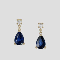 <span>1.16</span>&nbsp;<span class="tooltip-light">Ct.Tw.<span class="tooltiptext">Total Carat Weight</span></span> Blue Sapphire Earrings, 14K Yellow Gold 1