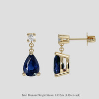 <span>1.16</span> <span class="tooltip-light">Ct.Tw.<span class="tooltiptext">Total Carat Weight</span></span> Blue Sapphire Earrings, 14K Yellow Gold 2