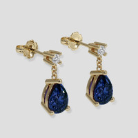<span>1.16</span>&nbsp;<span class="tooltip-light">Ct.Tw.<span class="tooltiptext">Total Carat Weight</span></span> Blue Sapphire Earrings, 14K Yellow Gold 3