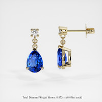 <span>1.54</span>&nbsp;<span class="tooltip-light">Ct.Tw.<span class="tooltiptext">Total Carat Weight</span></span> Blue Sapphire Earrings, 14K Yellow Gold 2