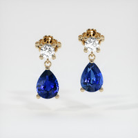 2.54 Ct.Tw. Blue Sapphire Earrings, 14K Yellow Gold 1