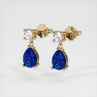2.54 Ct.Tw. Blue Sapphire Earrings, 14K Yellow Gold 3