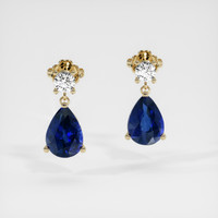 1.56 Ct.Tw. Blue Sapphire Earrings, 14K Yellow Gold 1