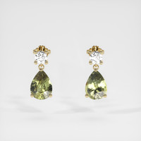 3.20 Ct.Tw. Green Sapphire Earrings, 14K Yellow Gold 1