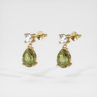 3.20 Ct.Tw. Green Sapphire Earrings, 14K Yellow Gold 3