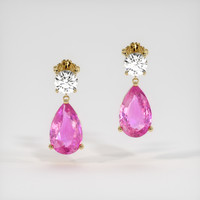 4.08 Ct.Tw. Pink Sapphire Earrings, 14K Yellow Gold 1