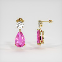 4.08 Ct.Tw. Pink Sapphire Earrings, 14K Yellow Gold 2