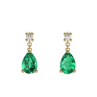 0.73 Ct.Tw. Emerald Earrings, 18K Yellow Gold 1
