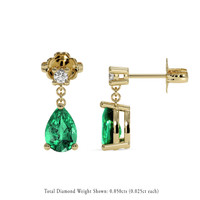 0.73 Ct.Tw. Emerald Earrings, 18K Yellow Gold 2