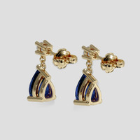 <span>1.16</span> <span class="tooltip-light">Ct.Tw.<span class="tooltiptext">Total Carat Weight</span></span> Blue Sapphire Earrings, 18K Yellow Gold 4
