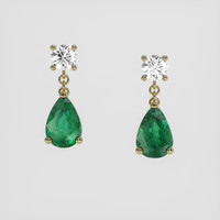 <span>0.87</span> <span class="tooltip-light">Ct.Tw.<span class="tooltiptext">Total Carat Weight</span></span> Emerald Earrings, 18K Yellow Gold 1