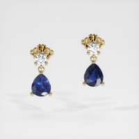 <span>1.38</span>&nbsp;<span class="tooltip-light">Ct.Tw.<span class="tooltiptext">Total Carat Weight</span></span> Sapphire Earrings, 18K Yellow Gold 1