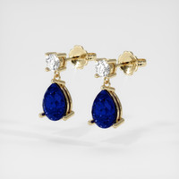 <span>1.56</span>&nbsp;<span class="tooltip-light">Ct.Tw.<span class="tooltiptext">Total Carat Weight</span></span> Sapphire Earrings, 18K Yellow Gold 3