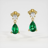 Accent Stones Emerald Earrings 0.71 Ct.Tw.Total Carat Weight, 18K Yellow Gold Preview