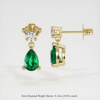 Accent Stones Emerald Earrings 0.71 Ct.Tw.Total Carat Weight, 18K Yellow Gold Preview