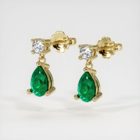 Accent Stones Emerald Earrings 0.71 Ct.Tw.Total Carat Weight, 18K Yellow Gold Preview