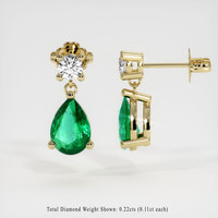 Accent Stones Emerald Earrings 1.12 Ct.Tw.Total Carat Weight, 18K Yellow Gold Preview