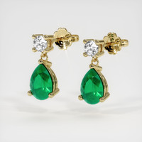 Accent Stones Emerald Earrings 1.12 Ct.Tw.Total Carat Weight, 18K Yellow Gold Preview