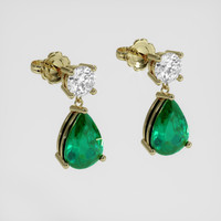 <span>1.55</span>&nbsp;<span class="tooltip-light">Ct.Tw.<span class="tooltiptext">Total Carat Weight</span></span> Emerald Earrings, 18K Yellow Gold 3