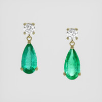 <span>1.62</span>&nbsp;<span class="tooltip-light">Ct.Tw.<span class="tooltiptext">Total Carat Weight</span></span> Emerald Earrings, 18K Yellow Gold 1