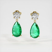2.86 Ct.Tw. Emerald Earrings, 18K Yellow Gold 1