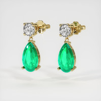 <span>2.86</span>&nbsp;<span class="tooltip-light">Ct.Tw.<span class="tooltiptext">Total Carat Weight</span></span> Emerald Earrings, 18K Yellow Gold 3