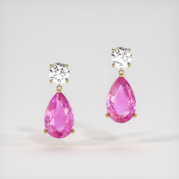 4.08 Ct.Tw. Pink Sapphire Earrings, 18K Yellow Gold 1