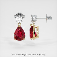 Ruby Earrings 2.89 Ct.Tw.Total Carat Weight, 14K Yellow White Preview