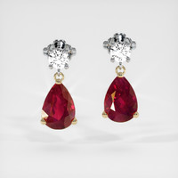 <span>0.99</span>&nbsp;<span class="tooltip-light">Ct.Tw.<span class="tooltiptext">Total Carat Weight</span></span> Ruby Earrings, 14K Yellow & White 1