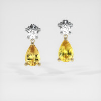 <span>3.23</span>&nbsp;<span class="tooltip-light">Ct.Tw.<span class="tooltiptext">Total Carat Weight</span></span> Sapphire Earrings, 14K Yellow & White 1