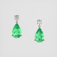 <span>4.00</span>&nbsp;<span class="tooltip-light">Ct.Tw.<span class="tooltiptext">Total Carat Weight</span></span> Emerald Earrings, 18K Yellow & White 1