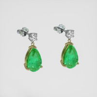 <span>4.00</span>&nbsp;<span class="tooltip-light">Ct.Tw.<span class="tooltiptext">Total Carat Weight</span></span> Emerald Earrings, 18K Yellow & White 3
