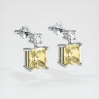 1.19 Ct.Tw. Yellow Sapphire Earrings, 14K White Gold 3