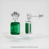 <span>2.91</span>&nbsp;<span class="tooltip-light">Ct.Tw.<span class="tooltiptext">Total Carat Weight</span></span> Emerald Earrings, 18K White Gold 2