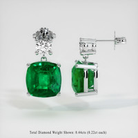 <span>6.62</span>&nbsp;<span class="tooltip-light">Ct.Tw.<span class="tooltiptext">Total Carat Weight</span></span> Emerald Earrings, 18K White Gold 2