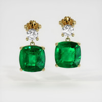 6.62 Ct.Tw. Emerald Earrings, 18K Yellow Gold 1