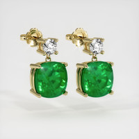 6.62 Ct.Tw. Emerald Earrings, 18K Yellow Gold 3