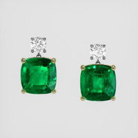 <span>6.62</span> <span class="tooltip-light">Ct.Tw.<span class="tooltiptext">Total Carat Weight</span></span> Emerald Earrings, 18K Yellow & White 1