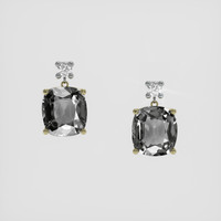 <span>3.21</span> <span class="tooltip-light">Ct.Tw.<span class="tooltiptext">Total Carat Weight</span></span> Grey Spinel Earrings, 18K Yellow & White 1