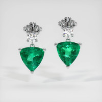 Accent Stones Emerald Earrings 0.68 Ct.Tw.Total Carat Weight, Platinum 950 Preview