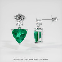 Accent Stones Emerald Earrings 0.68 Ct.Tw.Total Carat Weight, Platinum 950 Preview