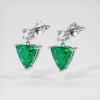 Accent Stones Emerald Earrings 0.68 Ct.Tw.Total Carat Weight, Platinum 950 Preview