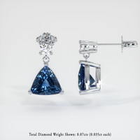1.05 Ct.Tw. Blue Sapphire Earrings, 18K White Gold 2