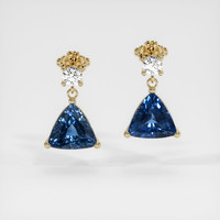 1.05 Ct.Tw. Blue Sapphire Earrings, 14K Yellow Gold 1